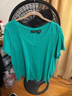 Tahari Teal V-Neck Short Sleeve Women's Top